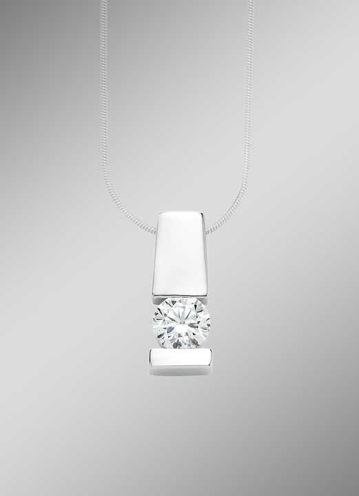 mit Diamanten - Edler Anhänger in Weissgold mit Brillant, in Farbe  Ansicht 1