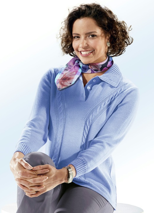 Pullover - Pullover mit Schurwolle, in Größe 038 bis 052, in Farbe BLEU Ansicht 1