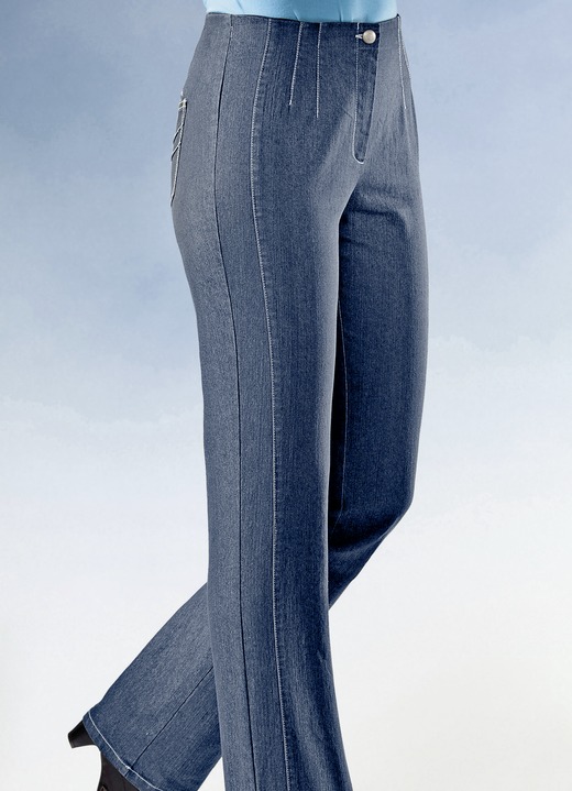 Hosen - Jeans mit angeschnittenem Bund, in Größe 019 bis 096, in Farbe HELLBLAU Ansicht 1