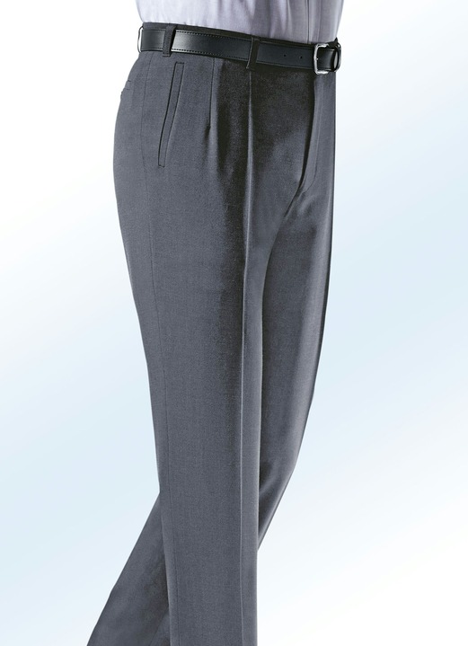 Herrenmode - «Klaus Modelle»-Hose mit weichem Griff in 4 Farben, in Größe 025 bis 110, in Farbe MITTELGRAU MELIERT Ansicht 1