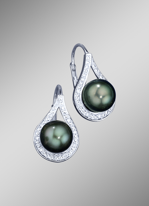 mit Perlen - Ohrringe mit Tahiti-Zuchtperlen, in Farbe  Ansicht 1