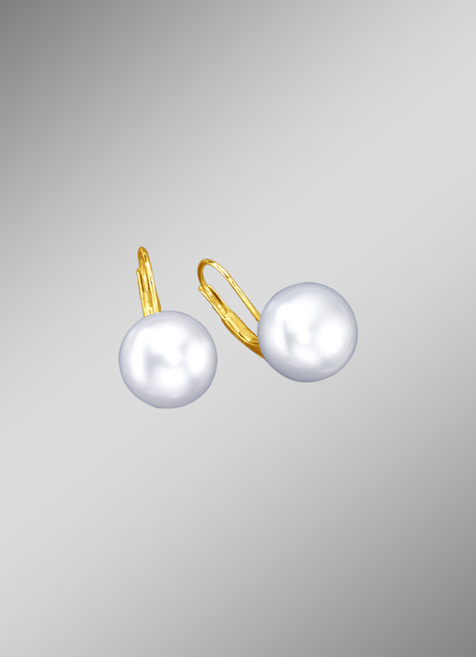 mit Perlen - Ohrringe mit Süßwasser-Zuchtperlen, in Farbe WEISS Ansicht 1