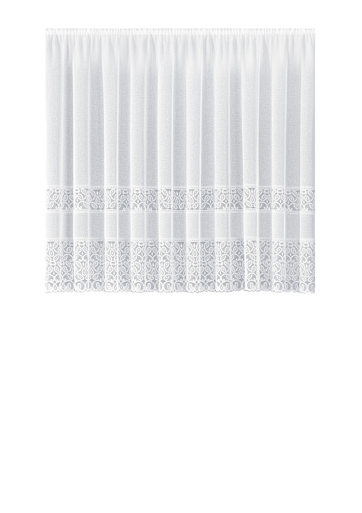Klassisch - Blumenfenster-Vorhang mit Universalschienenband, in Größe 136 (H120xB250 cm) bis 174 (H160xB500 cm), in Farbe WEISS Ansicht 1