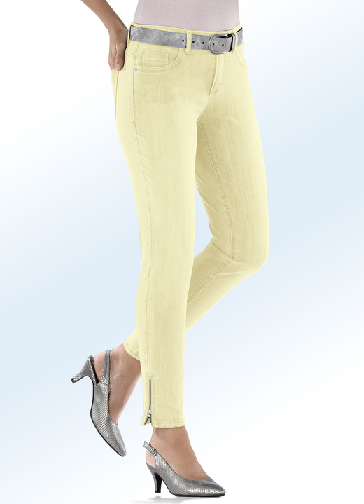 - Jeans mit modischen Reißverschlüssen, in Größe 017 bis 050, in Farbe HELLGELB