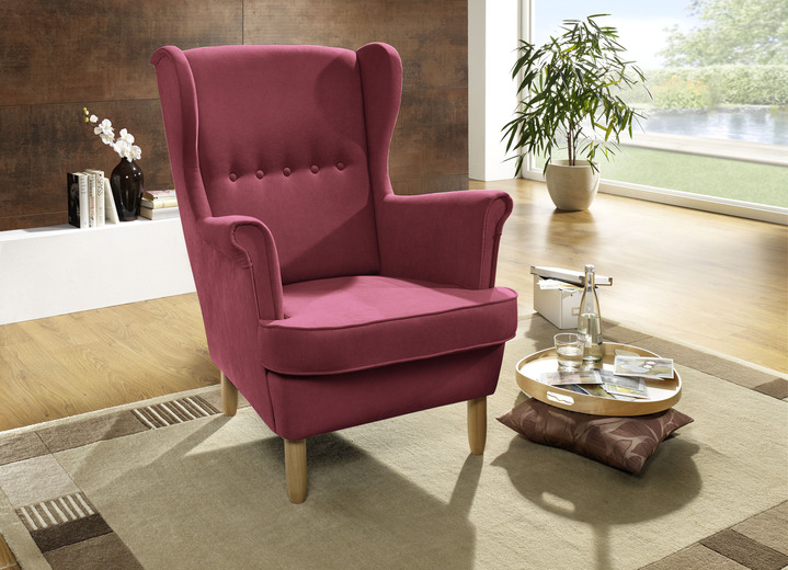 Polstermöbel - Sessel mit Holzfüssen, in Farbe ROT Ansicht 1