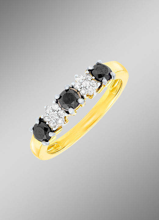 mit Diamanten - Damenring mit schwarzen und weissen Diamanten, in Größe 160 bis 220, in Farbe  Ansicht 1