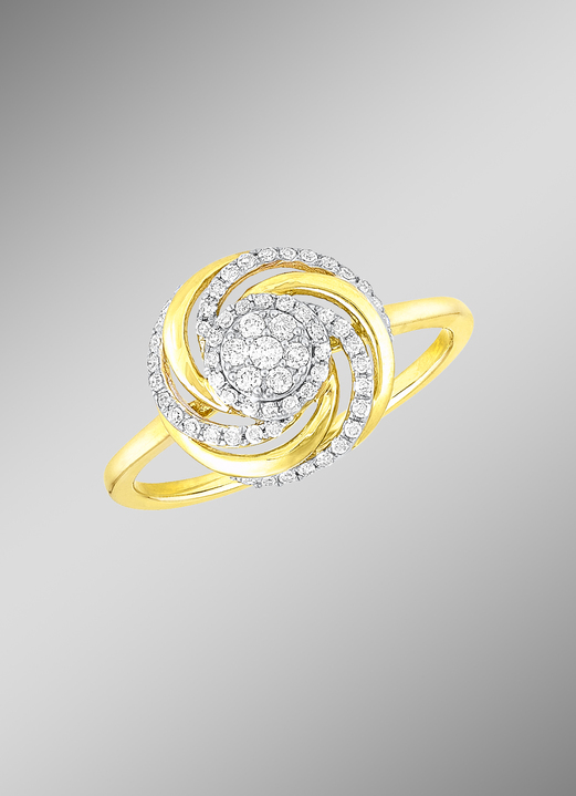 mit Diamanten - Interessanter Damenring mit 7 Brillanten und 49 Diamanten, in Größe 160 bis 220, in Farbe  Ansicht 1