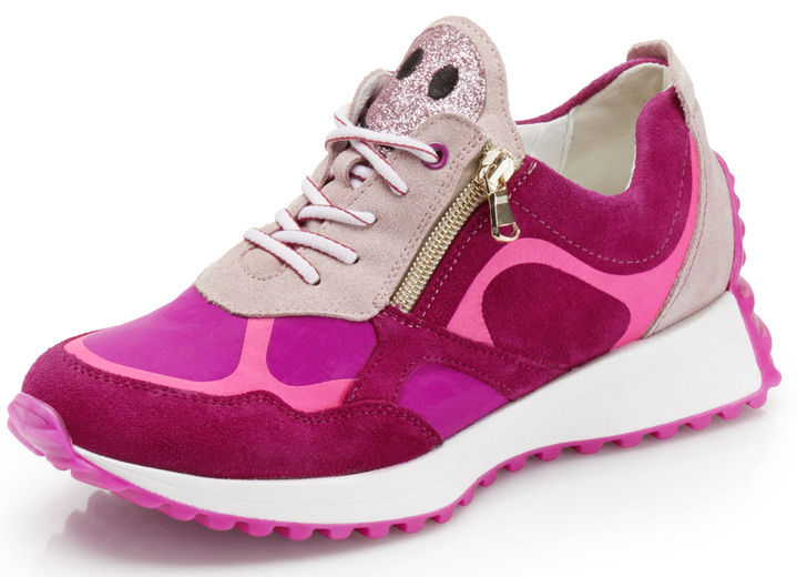 Komfortschuhe - Waldläufer Sneaker mit frecher Glitzer-Applikation, in Größe 3 1/2 bis 8, in Farbe PINK Ansicht 1