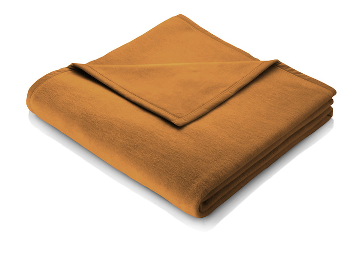Decken - Hochwertige Schlafdecke mit Veloursband-Einfassung von Bocasa, in Größe 185 (100x150 cm) bis 295 (220x240 cm), in Farbe TERRA Ansicht 1