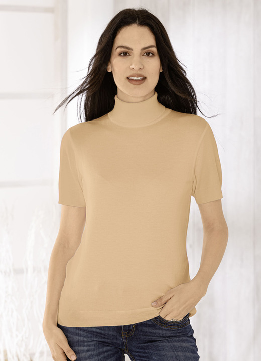 Pullover - Pulli in edel glänzender Qualität, in Größe 036 bis 052, in Farbe CAMEL Ansicht 1