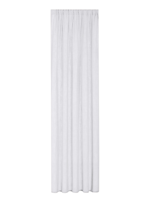 Klassisch - Halbtransparenter Übervorhang in Leinenoptik, in Größe 160 (H160xB140 cm) bis 456 (H245xB140 cm), in Farbe WEISS, in Ausführung Mit Multifunktionsband Ansicht 1