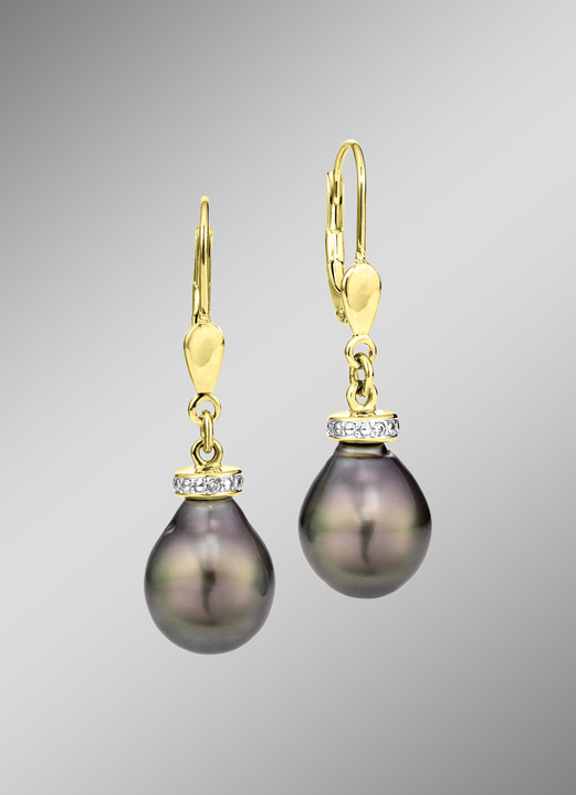 mit Perlen - Ohrringe mit Tahiti-Zuchtperlen, in Farbe  Ansicht 1