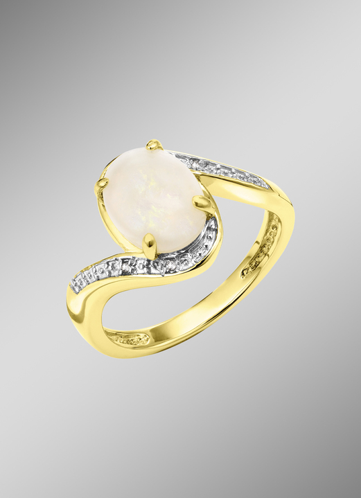 mit Edelsteinen - Damenring mit Diamanten und echt Opal, in Größe 160 bis 220, in Farbe  Ansicht 1