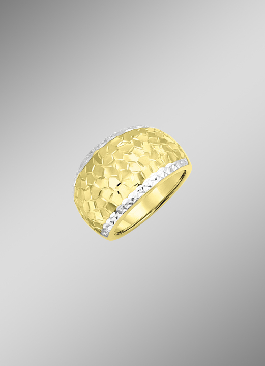 ohne Steine / mit Zirkonia - Diamantierter Damenring in Bicolor, in Größe 160 bis 200, in Farbe  Ansicht 1