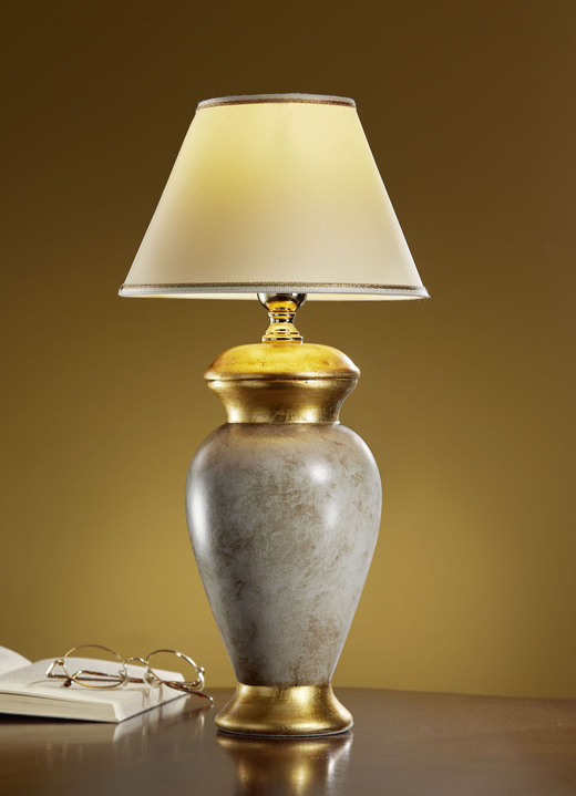 Lampen & Leuchten - Tischlampe aus italienischer Keramik, in Farbe GRAU-GOLD Ansicht 1