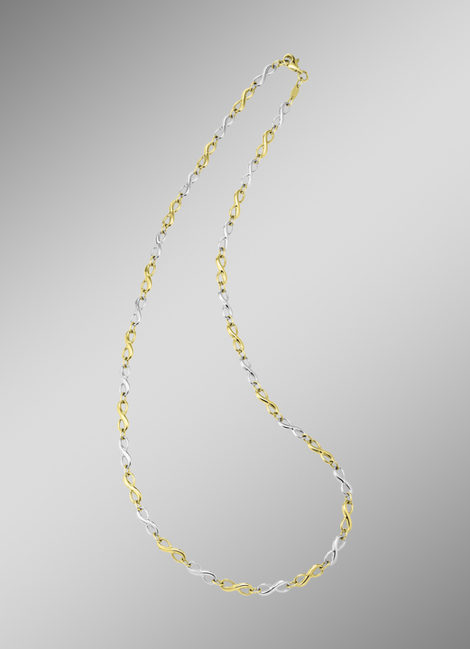 ohne Steine / mit Zirkonia - Bicolor-Halskette mit Unendlichkeitssymbol, in Farbe  Ansicht 1