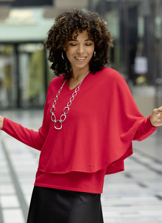 Pullover - Pullover in 2-Lagen-Look, in Größe 036 bis 052, in Farbe ROT Ansicht 1