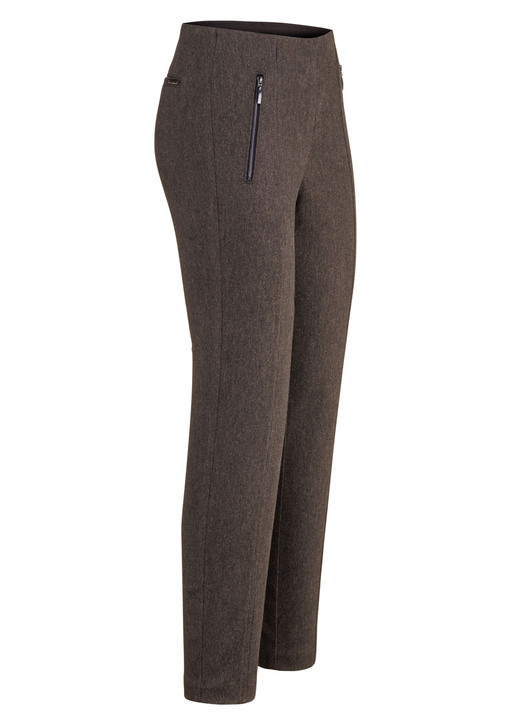 Hosen - Hose mit Reißverschluss-Taschen, in Größe 018 bis 052, in Farbe COGNAC MELIERT Ansicht 1
