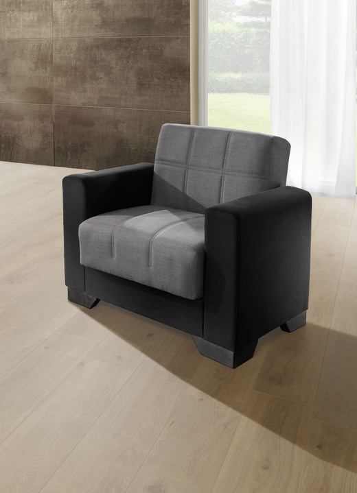 Funktions-Polstermöbel - Moderne Polstermöbel , in Farbe SCHWARZ-GRAU, in Ausführung Sessel Ansicht 1