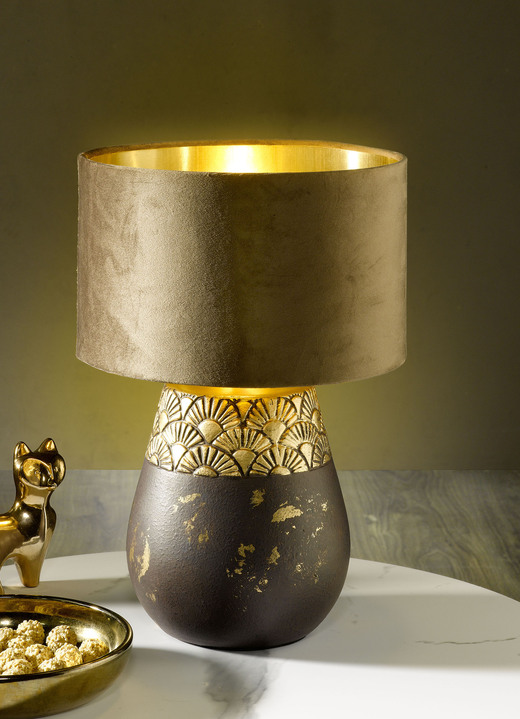 Lampen & Leuchten - Tischlampe mit Lampenfuss aus Keramik, in Farbe DUNKELBRAUN Ansicht 1