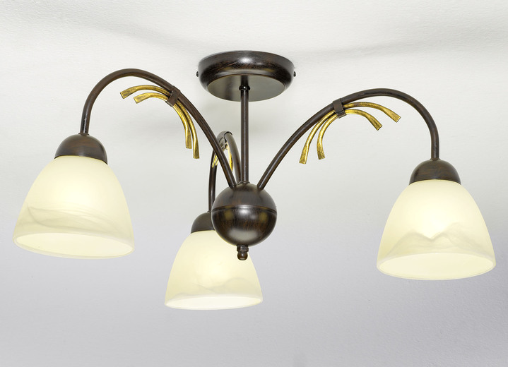 Lampen & Leuchten - Deckenlampe mit Gestell aus Eisen, in Farbe SCHWARZ-ROST-GOLD, in Ausführung 3-flammig Ansicht 1