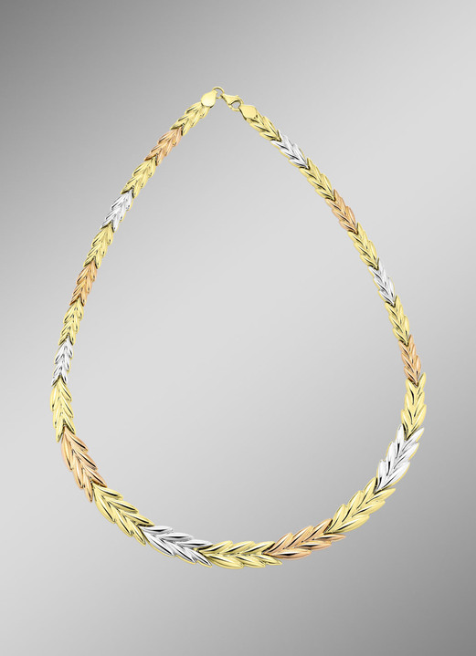 ohne Steine / mit Zirkonia - Exquisite Halskette in Tricolor, in Farbe  Ansicht 1