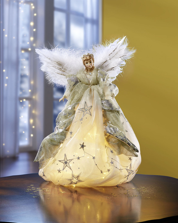 Weihnachtliche Dekorationen - Beleuchteter Engel, in Farbe WEISS-SILBER