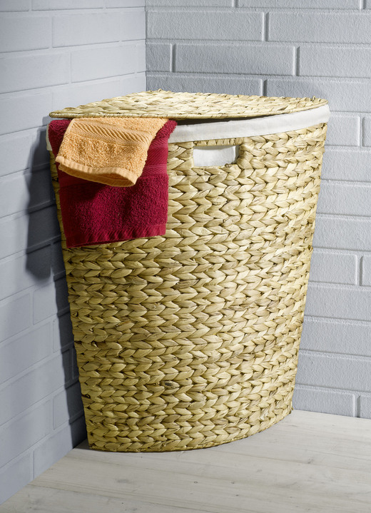 Badezimmermöbel - Wäschekörbe aus Wasserhyazinthe, in Farbe NATUR, in Ausführung Eck-Wäschekorb, klein Ansicht 1